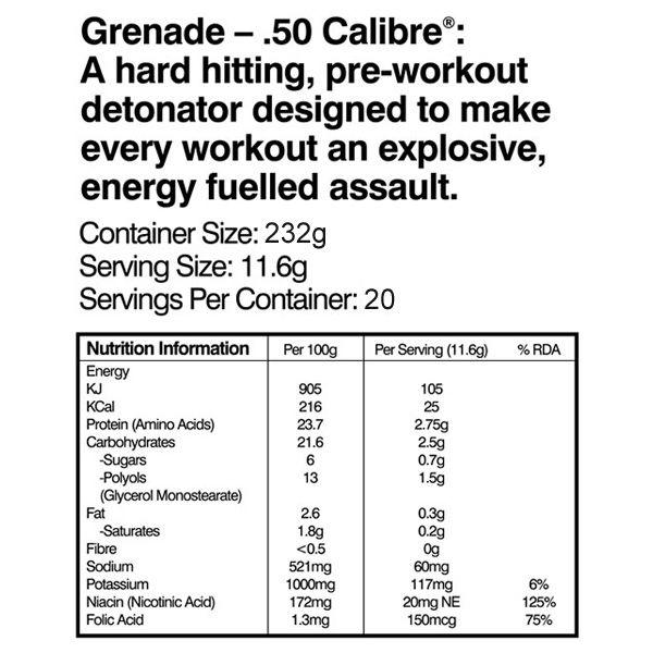 Grenade 50 Calibre Ingredients In Diet